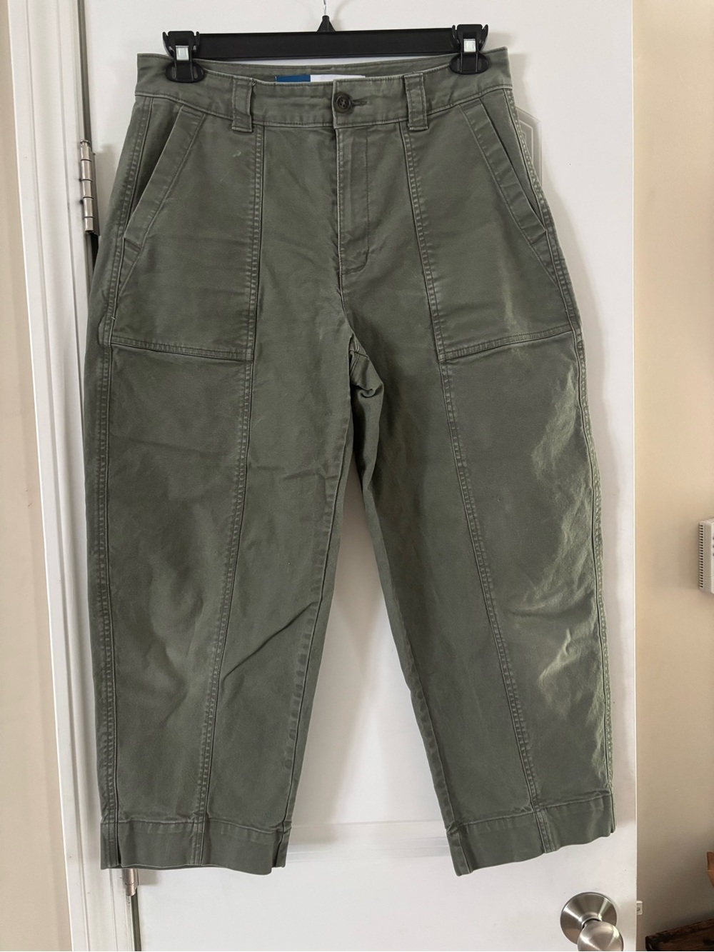 Old Navy Barrel Jeans High Waist Olive Green Utility Cargo Pants Womens Size 8